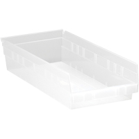 Shelf Bins, 8-3/8" W x 4" H x 17-7/8" D, Clear, 40 lbs. Capacity Ottawa Fastener Supply