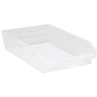 Shelf Bins, 11-1/8" W x 4" H x 17-7/8" D, Clear, 40 lbs. Capacity Ottawa Fastener Supply