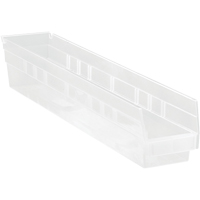 Shelf Bins, 4-1/8" W x 4" H x 23-5/8" D, Clear, 50 lbs. Capacity Ottawa Fastener Supply