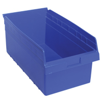 Store-Max Shelf Bins, 11-1/8" W x 8" H x 17-7/8" D, Blue, 56 lbs. Capacity Ottawa Fastener Supply
