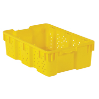 Agricultural Plastic Stack-N-Nest Container, 16" x 23.9" x 7.3", Yellow Ottawa Fastener Supply