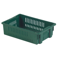 Agricultural Plastic Stack-N-Nest Container, 13.1" x 19.7" x 5.6", Green Ottawa Fastener Supply