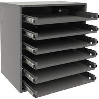 Small Bearing Slide Rack, Steel, 6 Slots, 15-9/16" W x 11-7/8" D x 16-3/8" H, Grey Ottawa Fastener Supply