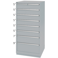 Drawer Cabinets, 8 Drawers, 28-1/4" W x 28-1/2" D x 59-1/2" H, Grey Ottawa Fastener Supply