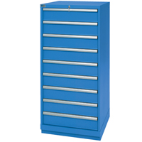Drawer Cabinets, 9 Drawers, 28-1/4" W x 28-1/2" D x 59-1/2" H, Bright blue FI141 | Ottawa Fastener Supply