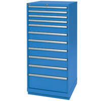 Drawer Cabinets, 11 Drawers, 28-1/4" W x 28-1/2" D x 59-1/2" H, Bright blue FI143 | Ottawa Fastener Supply