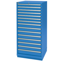 Drawer Cabinets, 15 Drawers, 28-1/4" W x 28-1/2" D x 59-1/2" H, Bright blue FI147 | Ottawa Fastener Supply