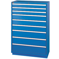 Drawer Cabinets, 9 Drawers, 40-1/4" W x 22-1/2" D x 59-1/2" H, Bright blue FI151 | Ottawa Fastener Supply