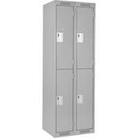 Clean Line Lockers, 2 -tier, Bank of 2, 24" x 18" x 72", Steel, Grey, Rivet (Assembled) Ottawa Fastener Supply
