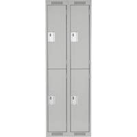 Clean Line Lockers, 2 -tier, Bank of 2, 24" x 18" x 72", Steel, Grey, Rivet (Assembled) Ottawa Fastener Supply