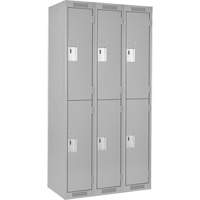 Clean Line Lockers, 2 -tier, Bank of 3, 36" x 18" x 72", Steel, Grey, Rivet (Assembled) Ottawa Fastener Supply