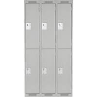 Clean Line Lockers, 2 -tier, Bank of 3, 36" x 18" x 72", Steel, Grey, Rivet (Assembled) Ottawa Fastener Supply