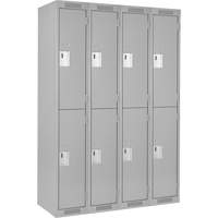 Clean Line Lockers, 2 -tier, Bank of 4, 48" x 18" x 72", Steel, Grey, Rivet (Assembled) Ottawa Fastener Supply