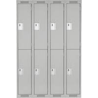 Clean Line Lockers, 2 -tier, Bank of 4, 48" x 18" x 72", Steel, Grey, Rivet (Assembled) Ottawa Fastener Supply