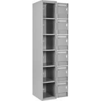 Clean Line Lockerettes, 6 -tier, Bank of 4, 48" x 18" x 72", Steel, Grey, Rivet (Assembled) Ottawa Fastener Supply