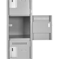 Clean Line Lockerette, 6 -tier, Bank of 4, 48" x 18" x 76", Steel, Charcoal, Rivet (Assembled) Ottawa Fastener Supply