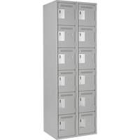 Clean Line Lockerettes, 6 -tier, Bank of 2, 24" x 18" x 72", Steel, Grey, Rivet (Assembled) Ottawa Fastener Supply