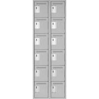 Clean Line Lockerettes, 6 -tier, Bank of 2, 24" x 18" x 72", Steel, Grey, Rivet (Assembled) Ottawa Fastener Supply