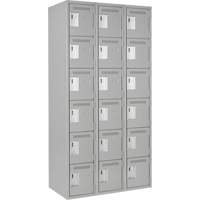 Clean Line Lockerettes, 6 -tier, Bank of 3, 36" x 18" x 72", Steel, Grey, Rivet (Assembled) Ottawa Fastener Supply