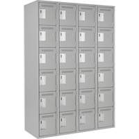 Clean Line Lockerettes, 6 -tier, Bank of 4, 48" x 18" x 72", Steel, Grey, Rivet (Assembled) Ottawa Fastener Supply