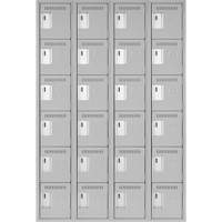 Clean Line Lockerettes, 6 -tier, Bank of 4, 48" x 18" x 72", Steel, Grey, Rivet (Assembled) Ottawa Fastener Supply