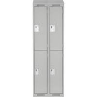 Clean Line Lockers, 2 -tier, Bank of 2, 24" x 18" x 78", Steel, Grey, Rivet (Assembled) Ottawa Fastener Supply