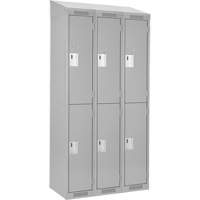 Clean Line Lockers, 2 -tier, Bank of 3, 36" x 18" x 78", Steel, Grey, Rivet (Assembled) Ottawa Fastener Supply