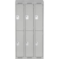 Clean Line Lockers, 2 -tier, Bank of 3, 36" x 18" x 78", Steel, Grey, Rivet (Assembled) Ottawa Fastener Supply