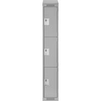 Clean Line Lockers, 3 -tier, 12" x 18" x 78", Steel, Grey, Rivet (Assembled) Ottawa Fastener Supply