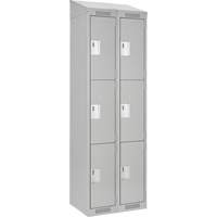 Clean Line Lockers, 3 -tier, Bank of 2, 24" x 18" x 78", Steel, Grey, Rivet (Assembled) Ottawa Fastener Supply