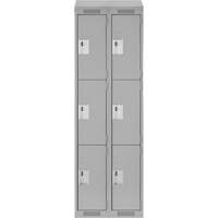 Clean Line Lockers, 3 -tier, Bank of 2, 24" x 18" x 78", Steel, Grey, Rivet (Assembled) Ottawa Fastener Supply