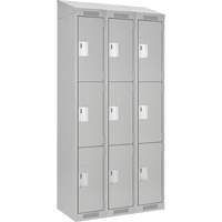 Clean Line Lockers, 3 -tier, Bank of 3, 36" x 18" x 78", Steel, Grey, Rivet (Assembled) Ottawa Fastener Supply