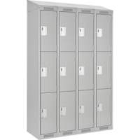 Clean Line Lockers, 3 -tier, Bank of 4, 48" x 18" x 78", Steel, Grey, Rivet (Assembled) Ottawa Fastener Supply