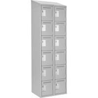 Clean Line Lockerette , 6 -tier, Bank of 2, 24" x 18" x 78", Steel, Grey, Rivet (Assembled) Ottawa Fastener Supply