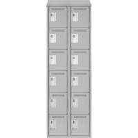 Clean Line Lockerette , 6 -tier, Bank of 2, 24" x 18" x 78", Steel, Grey, Rivet (Assembled) Ottawa Fastener Supply