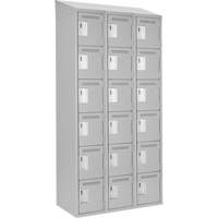 Clean Line Lockerette , 6 -tier, Bank of 3, 36" x 18" x 78", Steel, Grey, Rivet (Assembled) Ottawa Fastener Supply