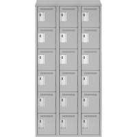 Clean Line Lockerette , 6 -tier, Bank of 3, 36" x 18" x 78", Steel, Grey, Rivet (Assembled) Ottawa Fastener Supply