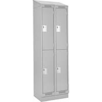 Clean Line Lockers, 2 -tier, Bank of 2, 24" x 18" x 82", Steel, Grey, Rivet (Assembled) Ottawa Fastener Supply
