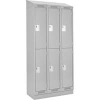Clean Line Lockers, 2 -tier, Bank of 3, 36" x 18" x 82", Steel, Grey, Rivet (Assembled) Ottawa Fastener Supply