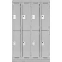 Clean Line Lockers, 2 -tier, Bank of 4, 48" x 18" x 82", Steel, Grey, Rivet (Assembled) Ottawa Fastener Supply