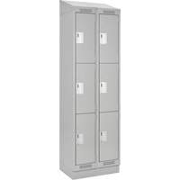 Clean Line Lockers, 3 -tier, Bank of 2, 24" x 18" x 82", Steel, Grey, Rivet (Assembled) Ottawa Fastener Supply