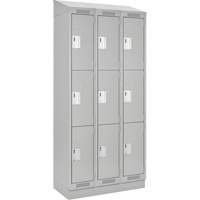 Clean Line Lockers, 3 -tier, Bank of 3, 36" x 18" x 82", Steel, Grey, Rivet (Assembled) Ottawa Fastener Supply