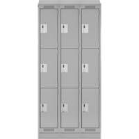 Clean Line Lockers, 3 -tier, Bank of 3, 36" x 18" x 82", Steel, Grey, Rivet (Assembled) Ottawa Fastener Supply