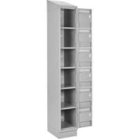 Clean Line Lockerette, 6 -tier, Bank of 4, 48" x 18" x 82", Steel, Grey, Rivet (Assembled) Ottawa Fastener Supply