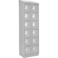 Clean Line Lockerette, 6 -tier, Bank of 2, 24" x 18" x 82", Steel, Grey, Rivet (Assembled) Ottawa Fastener Supply