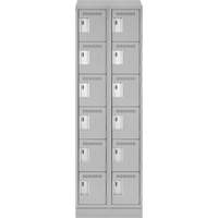 Clean Line Lockerette, 6 -tier, Bank of 2, 24" x 18" x 82", Steel, Grey, Rivet (Assembled) Ottawa Fastener Supply