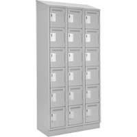 Clean Line Lockerette, 6 -tier, Bank of 3, 36" x 18" x 82", Steel, Grey, Rivet (Assembled) Ottawa Fastener Supply
