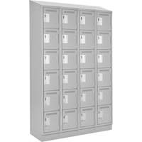Clean Line Lockerette, 6 -tier, Bank of 4, 48" x 18" x 82", Steel, Grey, Rivet (Assembled) Ottawa Fastener Supply