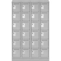 Clean Line Lockerette, 6 -tier, Bank of 4, 48" x 18" x 82", Steel, Grey, Rivet (Assembled) Ottawa Fastener Supply