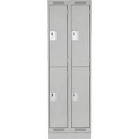 Clean Line Lockers, 2 -tier, Bank of 2, 24" x 18" x 76", Steel, Grey, Rivet (Assembled) Ottawa Fastener Supply